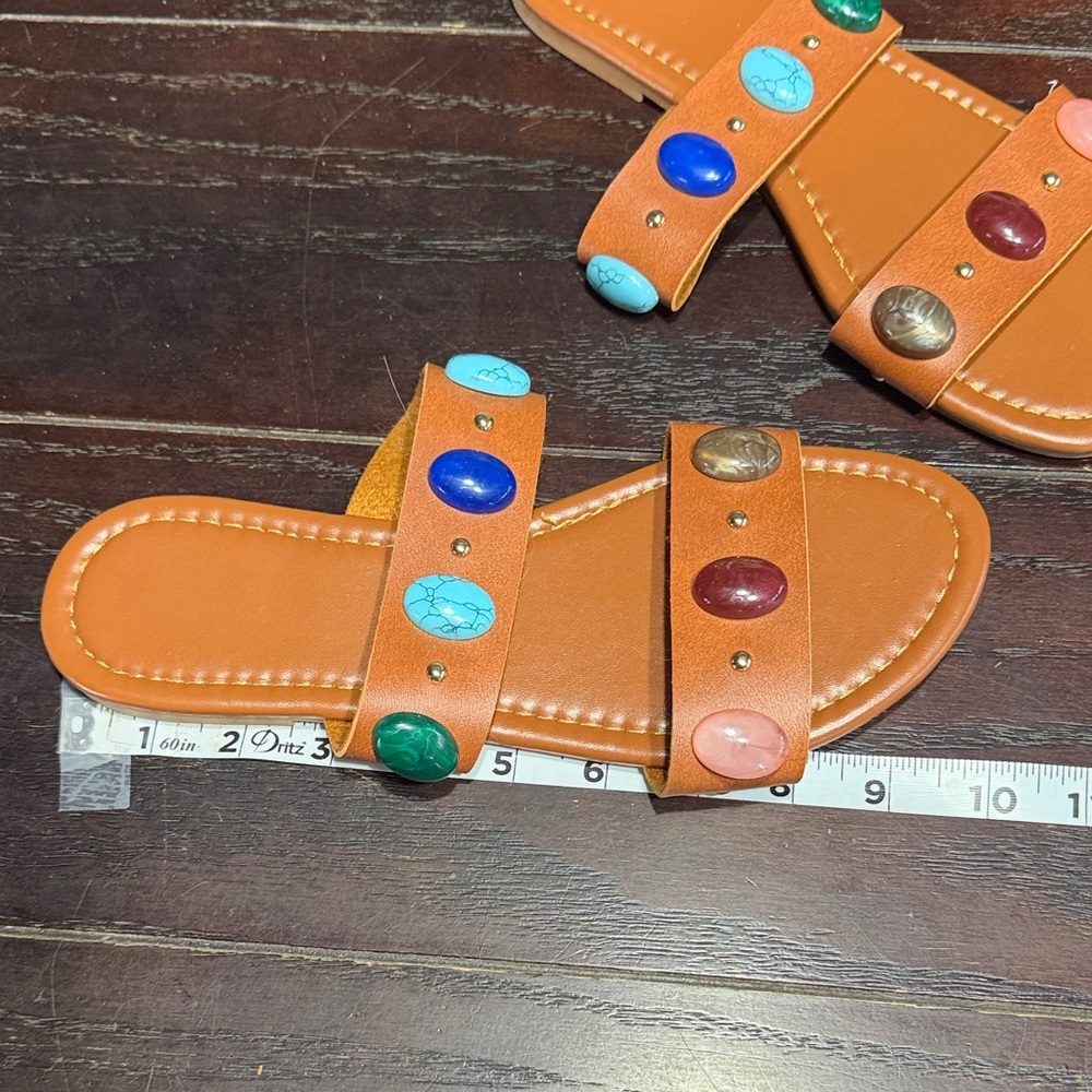 Source Unknown Multicolor Gemstone Sandals - image 3